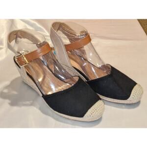 Tommy Hilfiger Women's Nilsa Espadrille Wedge Heels Sandals Black/Sand Size 10